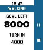 Figure 1: Let&rsquo;s Walkingのウォーキング画面。GOAL LEFTとTURN INを同時に表示